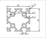 4040(雙槽)鋁型材二維圖 4040(雙槽)鋁型材二維圖