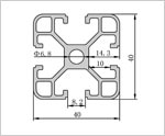 4040輕型鋁型材二維圖 4040輕型鋁型材二維圖