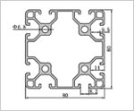 8080輕型鋁型材二維圖 8080輕型鋁型材二維圖