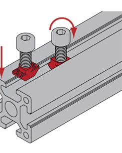 鋁型材T型螺母安裝示意圖 鋁型材T型螺母安裝示意圖