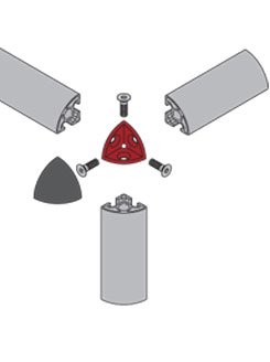 鋁型材三維角連接件安裝示意圖 鋁型材三維角連接件安裝示意圖
