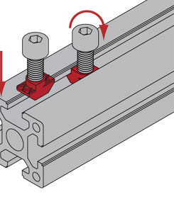 鋁型材T型螺母安裝示意圖 鋁型材T型螺母安裝示意圖