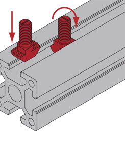 鋁型材T型螺栓安裝示意圖 鋁型材T型螺栓安裝示意圖