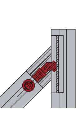 鋁型材斜角連接件安裝示意圖 鋁型材斜角連接件安裝示意圖