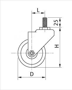 螺桿腳輪側面圖 螺桿腳輪側面圖